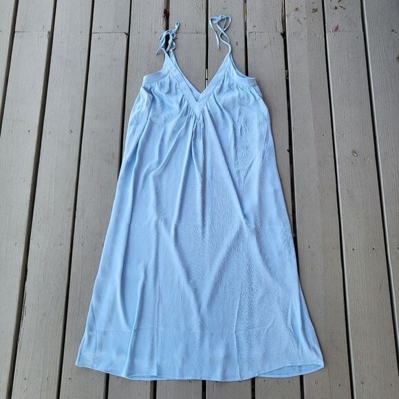 Lovers and Friends Cami Mini Dress V-Neckline Tie Spaghetti Straps Blue Medium - Picture 1 of 6